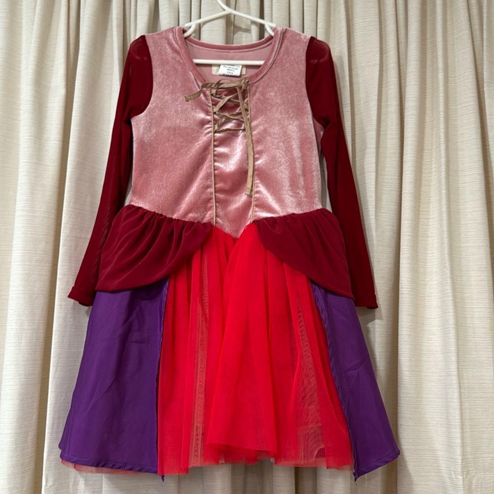 Pink and Red Kids Dress with Purple Accents